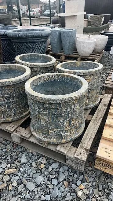 Dekorativne baštenske saksije – kameni izgled - Okrugle saksije većeg