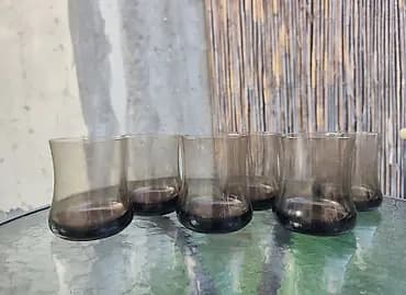 Vintage set čaša od dimljenog stakla (Smoky glass) - 6 kom Na prodaju