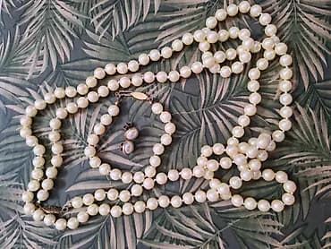 Biserni komplet – ogrlica, narukvica i minđuše - Klasična ogrlica od