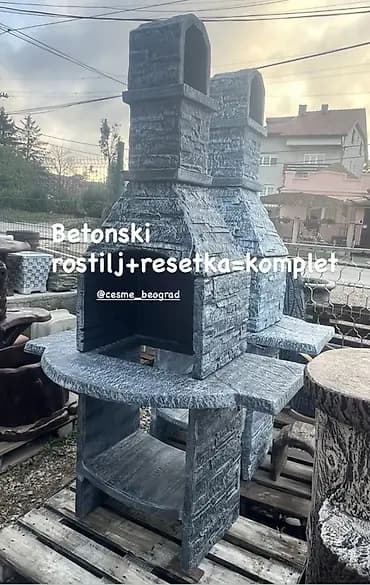Betonski roštilj sa dimnjakom – komplet sa rešetkom - Materijal
