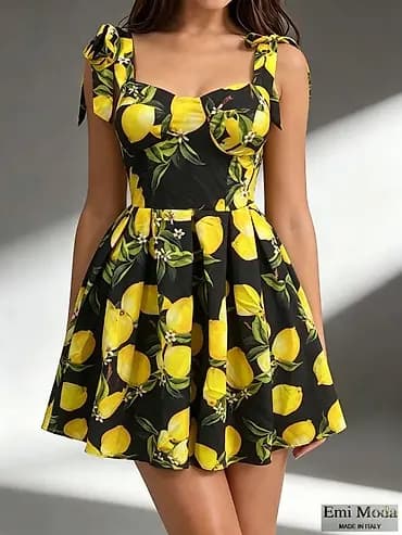 Letnja mini haljina sa citrus printom – Made in Italy. 2400 din S M