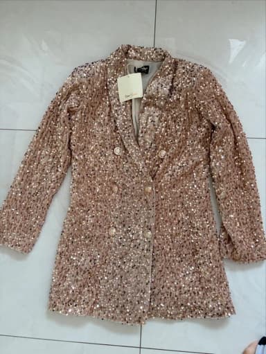 L (EU 40), color - Gold, Cocktail, Long sleeves