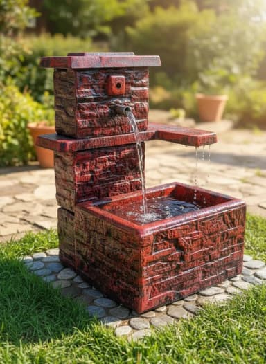 Betonska česma – Velika štanglica, crveno-crna 💧🖤 Ova betonska česma