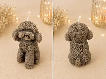 Sveća u obliku psa (pudla) – dekorativna figurativna sveća -