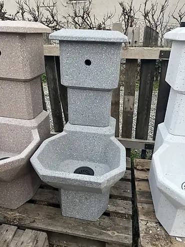 Baštenski umivaonik/fontana od veštačkog kamena (teraco), sivi