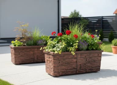 Betonska Žardinjera 100 × 40 cm – Imitacija Kamena 🪨🌿 Opis Proizvoda