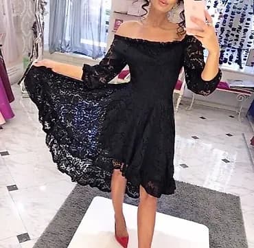 🔥Elegantna crna čipkana haljina – midi dužina po top ceni 1900 din
