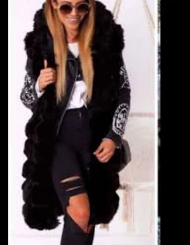 S (EU 36), Veštačko krzno, bоја - Crna