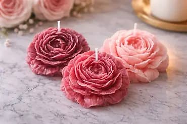 Dekorativne sveće u obliku cveta božura 7x3cm - Ručno rađene, detaljno