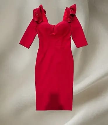 Elegantna crvena midi haljina Turska haljina Fervente, ostala samo u