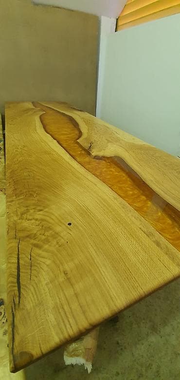 stolovi od drveta: Epoxy sto Hrast/zlatni 90x272 cm Ploča stola napravljena od drveta at lalafo.rs — 6 stolovi od drveta: Epoxy sto Hrast/zlatni 90x272 cm Ploča stola napravljena od drveta — 6