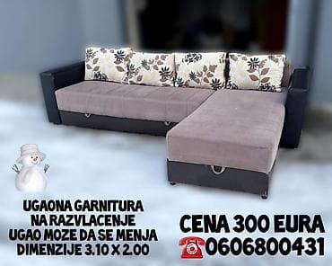 Ugaona garnitura na razvlačenje. - Dimenzije: 3,10 x 2,00 m - Ugao na lalafo.rs — 3 Ugaona garnitura na razvlačenje. - Dimenzije: 3,10 x 2,00 m - Ugao — 3