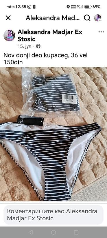 Gornji deo kupaćeg kostima u beloj boji sa teget prugama. Poseduje na lalafo.rs — 2 Gornji deo kupaćeg kostima u beloj boji sa teget prugama. Poseduje — 2