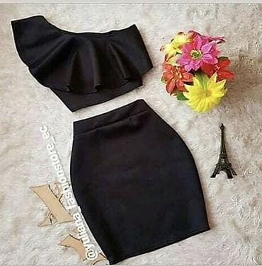 Komplet crop top majica na jedno rame sa karnerom i suknjica na lalafo.rs Komplet crop top majica na jedno rame sa karnerom i suknjica