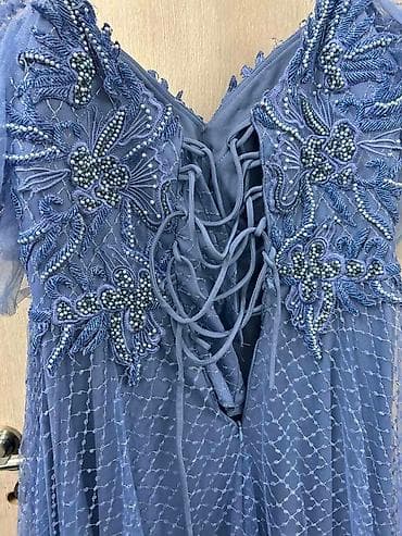 Svečana haljina u boji prašnjavo plave/lavande. - Silueta: midi do na lalafo.rs — 2 Svečana haljina u boji prašnjavo plave/lavande. - Silueta: midi do — 2