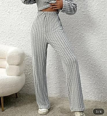 Sive rebraste pantalone širokih nogavica. Izrađene su od udobnog na lalafo.rs — 7 Sive rebraste pantalone širokih nogavica. Izrađene su od udobnog — 7