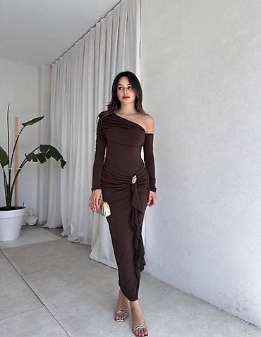 💫Elegantna asimetrična večernja haljina – dugi rukavi, jedno rame na lalafo.rs — 2 💫Elegantna asimetrična večernja haljina – dugi rukavi, jedno rame — 2