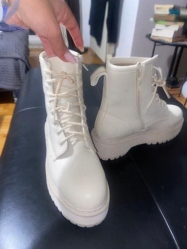 Ženske krem bele čizme sa platformom - Model: gležnjače sa debljim at lalafo.rs — 5 Ženske krem bele čizme sa platformom - Model: gležnjače sa debljim — 5