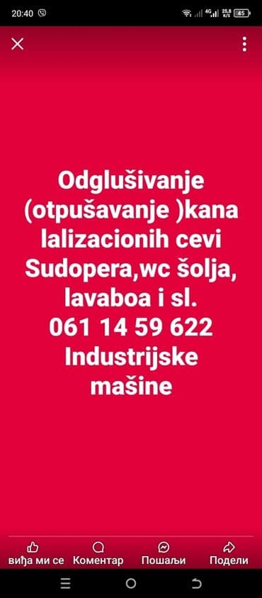 Usluga: Odgušivanje (otpušavanje) kanalizacionih cevi Opis: - na lalafo.rs Usluga: Odgušivanje (otpušavanje) kanalizacionih cevi Opis: -