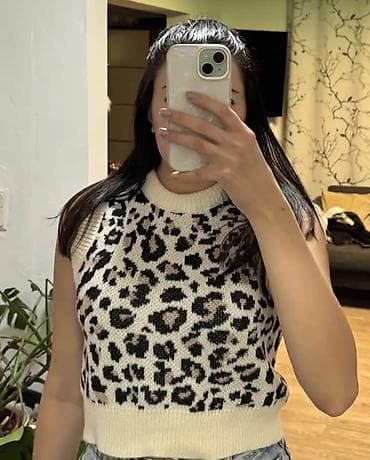 Ženski pleteni prsluk bez rukava sa leopard printom. VEL. L - Kroj na lalafo.rs — 2 Ženski pleteni prsluk bez rukava sa leopard printom. VEL. L - Kroj — 2