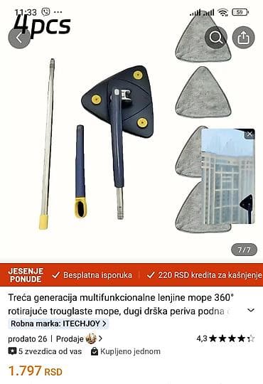 Treća generacija multifunkcionalne lenjine mope 360° – rotirajuća na lalafo.rs — 2 Treća generacija multifunkcionalne lenjine mope 360° – rotirajuća — 2
