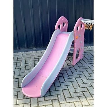 Dečiji tobogan sa košem za košarku - Zabavni 2-u-1 set: dugi tobogan na lalafo.rs — 2 Dečiji tobogan sa košem za košarku - Zabavni 2-u-1 set: dugi tobogan — 2