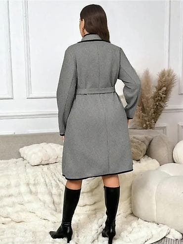 Ženski kaput – elegantan sivi model sa crnim paspulom - Kroj: dužina na lalafo.rs — 3 Ženski kaput – elegantan sivi model sa crnim paspulom - Kroj: dužina — 3