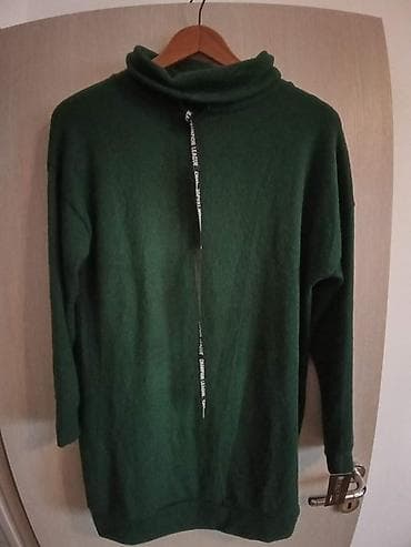 sako laneni: Zeleni ženski džemper/haljina sa rol-kragnom. Model je dužine do iznad at lalafo.rs — 1 sako laneni: Zeleni ženski džemper/haljina sa rol-kragnom. Model je dužine do iznad — 1