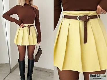 Velicine S,M,L Mini suknja sa faltama i kaišem - Kroj: A-linija na lalafo.rs — 2 Velicine S,M,L Mini suknja sa faltama i kaišem - Kroj: A-linija — 2