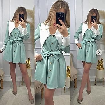 dve suknje po: Ženska mini haljina sa dugmadima i pojasom - Model: A-kroja, mini at lalafo.rs — 3 dve suknje po: Ženska mini haljina sa dugmadima i pojasom - Model: A-kroja, mini — 3