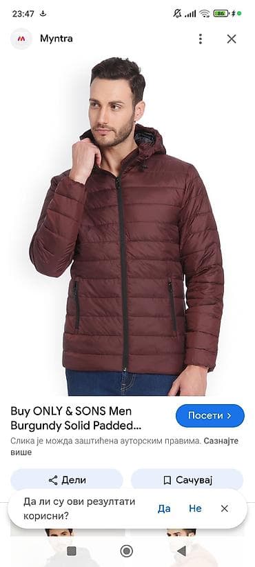 Muška prošivena jakna u bordo boji. Jakna ima uspravnu kragnu i na lalafo.rs — 2 Muška prošivena jakna u bordo boji. Jakna ima uspravnu kragnu i — 2