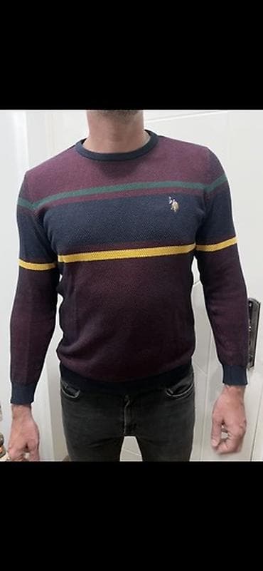 Muški pleteni džemper sa prugama - Boje: tamnoljubičasta baza sa at lalafo.rs — 2 Muški pleteni džemper sa prugama - Boje: tamnoljubičasta baza sa — 2