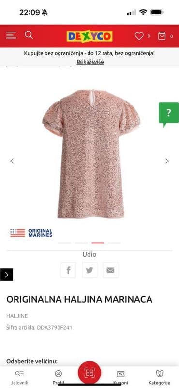 Haljine: Prelepa svečana original MARINES haljinica od šljokica, za devojčicu na lalafo.rs Haljine: Prelepa svečana original MARINES haljinica od šljokica, za devojčicu