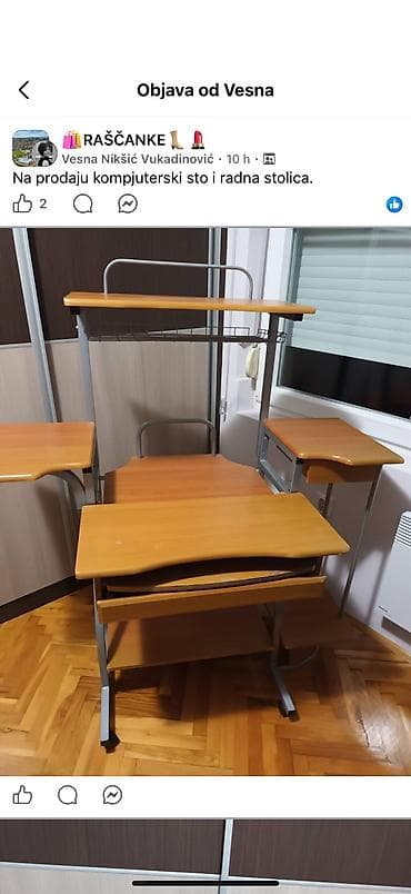 Kompjuterski sto sa metalnom konstrukcijom i radnom stolicom. Sto: - na lalafo.rs — 2 Kompjuterski sto sa metalnom konstrukcijom i radnom stolicom. Sto: - — 2