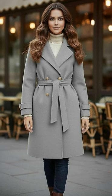 Elegantni ženski kaput – model do kolena sa pojasom - Kroj: klasičan na lalafo.rs — 5 Elegantni ženski kaput – model do kolena sa pojasom - Kroj: klasičan — 5