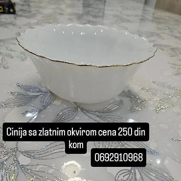 Staklena činija Pars Opal sa zlatnim rubom - Materijal: opalno staklo na lalafo.rs — 2 Staklena činija Pars Opal sa zlatnim rubom - Materijal: opalno staklo — 2