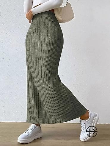 Rebrasta pletena maxi suknja sa prorezom S, M, L, XL, XL2, XL3 - na lalafo.rs — 4 Rebrasta pletena maxi suknja sa prorezom S, M, L, XL, XL2, XL3 - — 4