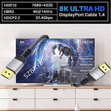 8K Displayport kabel DP1.4 144Hz 165Hz Video Audio kabel na lalafo.rs — 10 8K Displayport kabel DP1.4 144Hz 165Hz Video Audio kabel — 10