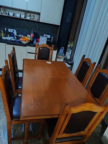 Drveni trpezarijski set – sto sa 6 stolica - Materijal: puno drvo na lalafo.rs — 2 Drveni trpezarijski set – sto sa 6 stolica - Materijal: puno drvo — 2