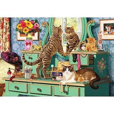 Puzzle – “Cats in the Dressing Room” (jigsaw) - Ilustracija: mačke na na lalafo.rs Puzzle – “Cats in the Dressing Room” (jigsaw) - Ilustracija: mačke na