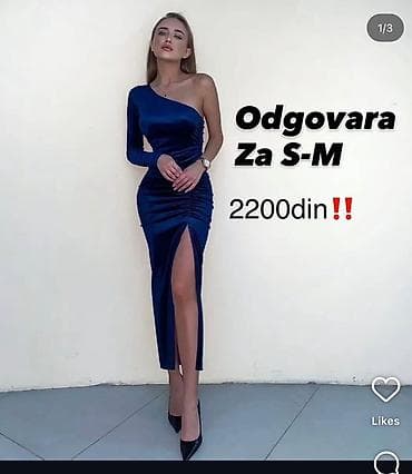 Elegantna midi haljina u tamnoplavoj boji. - Model: asimetrična – na lalafo.rs Elegantna midi haljina u tamnoplavoj boji. - Model: asimetrična –