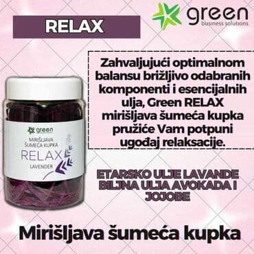 Green RELAX mirišljava šumeća kupka – Lavender Opis: - Formulacija sa na lalafo.rs Green RELAX mirišljava šumeća kupka – Lavender Opis: - Formulacija sa