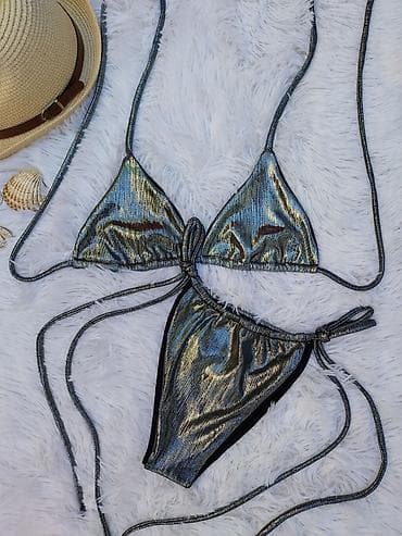 Personal Items: Dvodjelni bikini set – metalik siva/iridescent - Gornji deo: klasičan at lalafo.rs — 2 Personal Items: Dvodjelni bikini set – metalik siva/iridescent - Gornji deo: klasičan — 2
