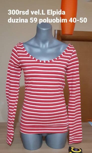 L, Pamuk, Prugasti, bоја - Crvena na lalafo.rs L, Pamuk, Prugasti, bоја - Crvena