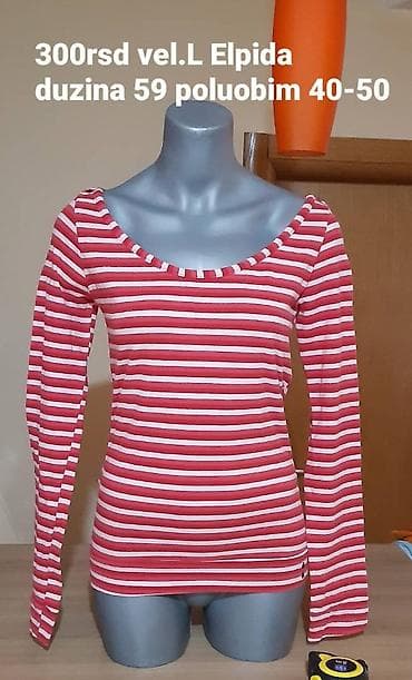 Elpida ženska majica na pruge - Model: dug rukav, širok poluokrugli na lalafo.rs — 1 Elpida ženska majica na pruge - Model: dug rukav, širok poluokrugli — 1