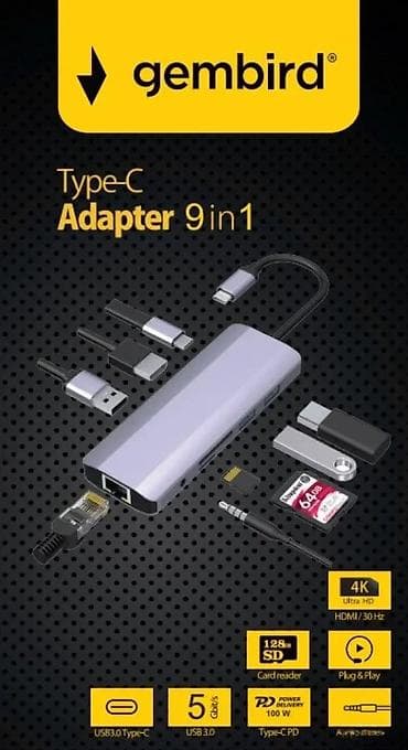 Electronics: Gembird Type‑C Adapter 9‑u‑1 – višenamenski USB‑C hub Ključne at lalafo.rs — 4 Electronics: Gembird Type‑C Adapter 9‑u‑1 – višenamenski USB‑C hub Ključne — 4
