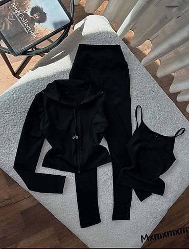 Ženski trodelni sportski komplet – helanke + top na tregere + jaknica na lalafo.rs — 1 Ženski trodelni sportski komplet – helanke + top na tregere + jaknica — 1