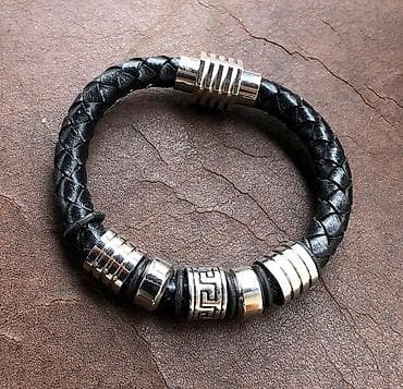 Kožna Upletena narukvica sa Versaće motivom (grčki ključ) Kvalitetna na lalafo.rs — 4 Kožna Upletena narukvica sa Versaće motivom (grčki ključ) Kvalitetna — 4