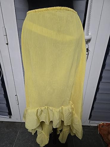 Žuta duga suknja sa volanima - Boja: svetložuta - Kroj: duga, blago na lalafo.rs Žuta duga suknja sa volanima - Boja: svetložuta - Kroj: duga, blago