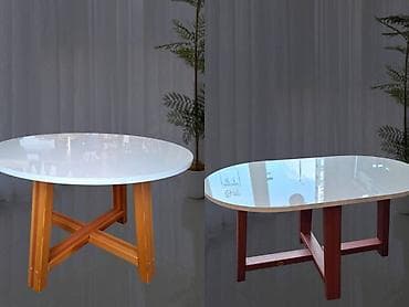 Table legs: Drveni /klub sto sa sjajnom belom pločom - Opcije oblika: okrugli ili at lalafo.rs — 3 Table legs: Drveni /klub sto sa sjajnom belom pločom - Opcije oblika: okrugli ili — 3